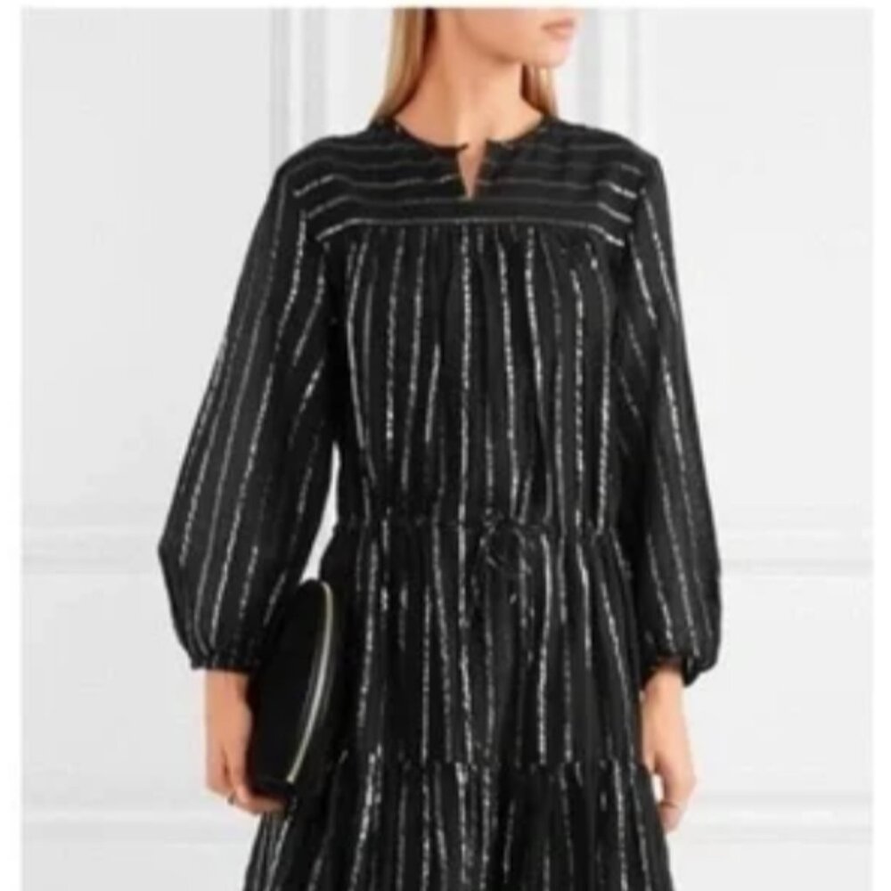 ISABEL MARANT ETOILE SILVER METALLIC STRIPES DRESS SIZE FR 36, US SMALL
